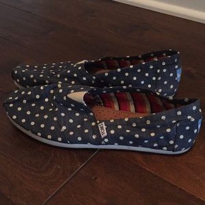 SALE! TOMS Blue Polka-Dotted Slip Ons!